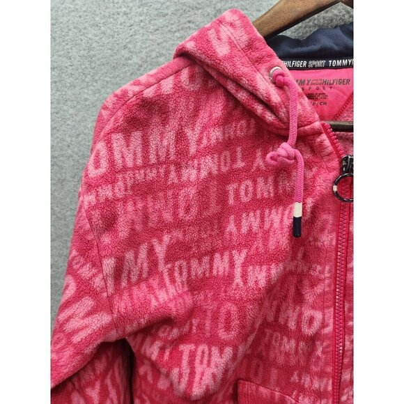 Tommy Hilfiger Sport Pink Hooded Fleece Jacket Womens S - Picture 3 of 5